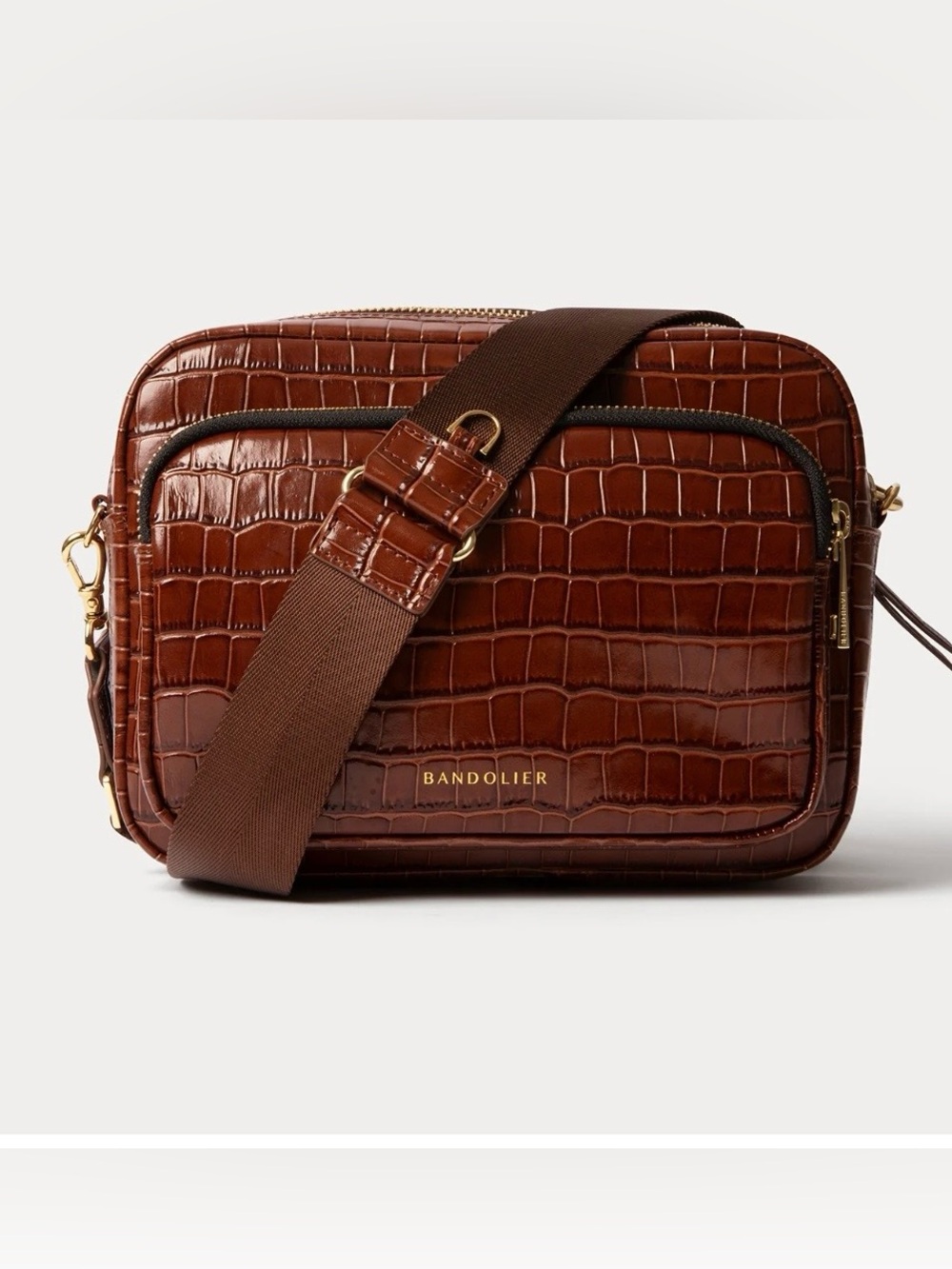 NWOT Bandolier Drew Bag - Brown Croc Leather + Bonus Coordinating Strap